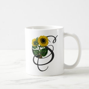 Taza De Café S inicial, café de girasol vintage Mug