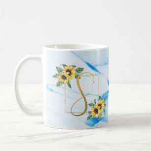 Taza De Café S Monograma dorado Mugre de girasol