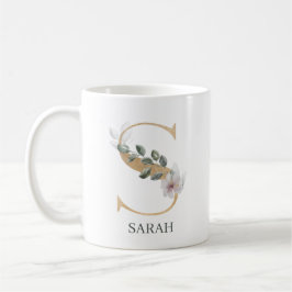 Taza De Café S Monograma Floral Personalizado