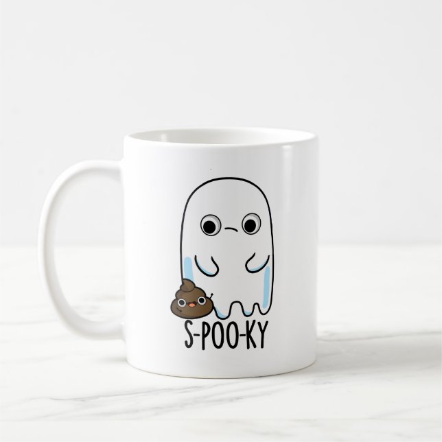 Taza De Café S-poo-ky Funny Ghost Poop Pun (Izquierda)