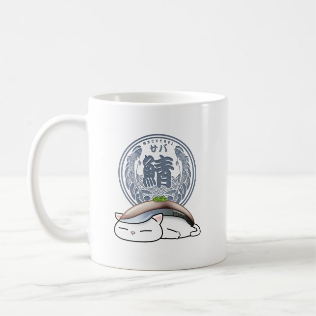 Taza De Café Saba Mackerel Sushi Cat (Izquierda)