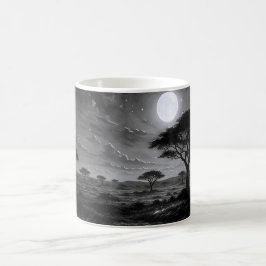 Taza De Café Sabana africana iluminada por luna