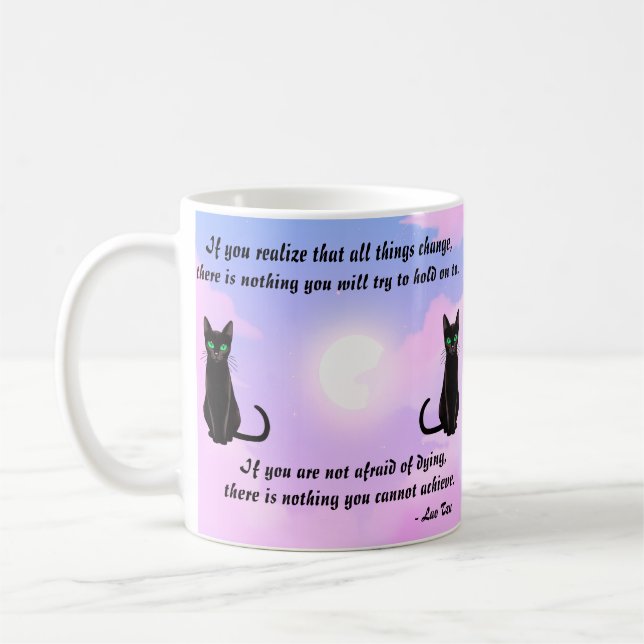 Taza De Café Sabiduría de Gato Negro II - Whiskers Celestes (Izquierda)