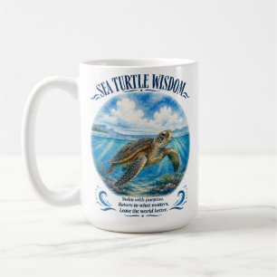 Taza De Café Sabiduría de la Tortuga Marina Bajo las Olas