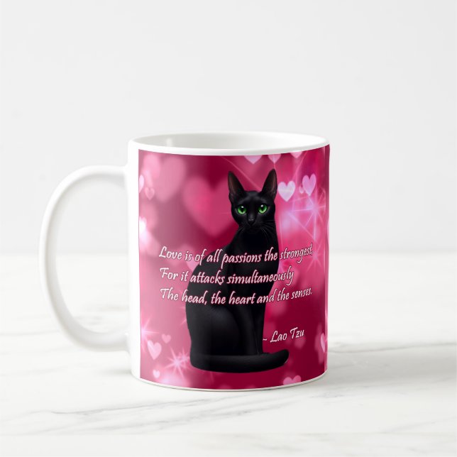 Taza De Café Sabiduría del gato negro - Corazón brillante (Izquierda)