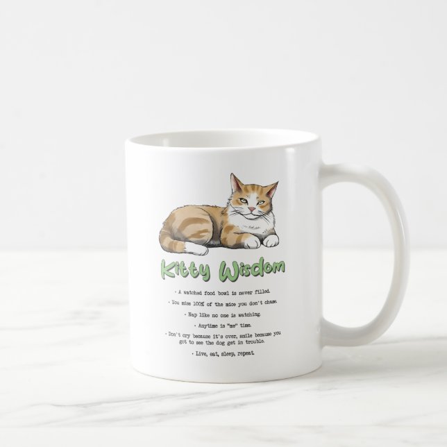 Taza De Café Sabiduría Kitty - Gato gracioso que gobierna con u (Derecha)