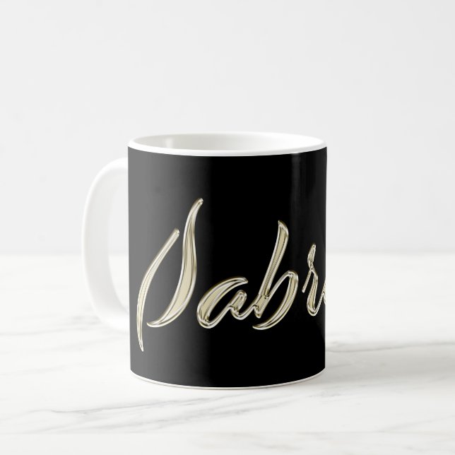 Taza De Café Sabrina white gold Handwriting Tasse Kaffeetasse (Anverso izquierdo)