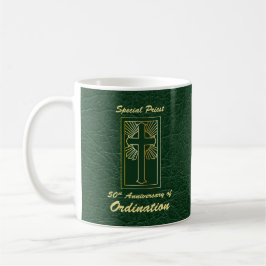 Taza De Café Sacerdote 50 Aniversario del cuero natural