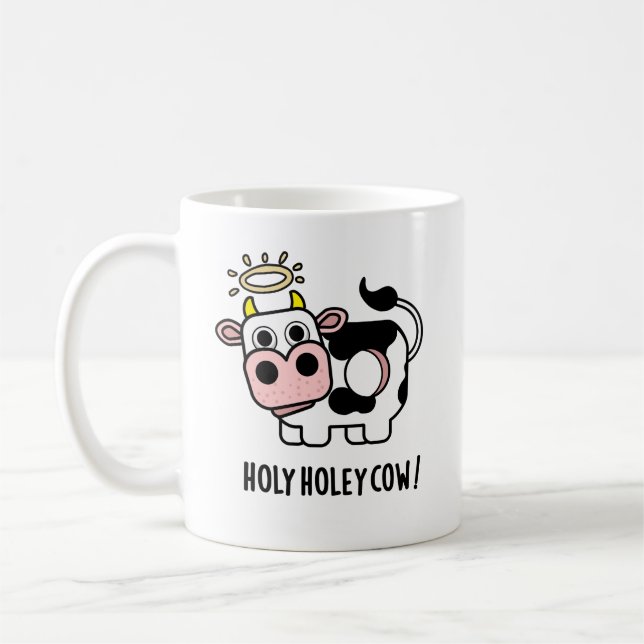 Taza De Café Sacro Holey Cow Funny Animal Pun (Izquierda)
