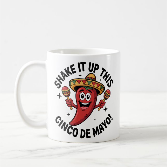 Taza De Café ¡Sacuda Este Cinco De Mayo! Red Chili Pepper (Izquierda)