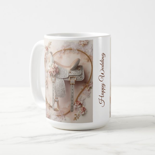 Taza De Café Saddle & Sparkle - Boda occidental Mug (Anverso izquierdo)