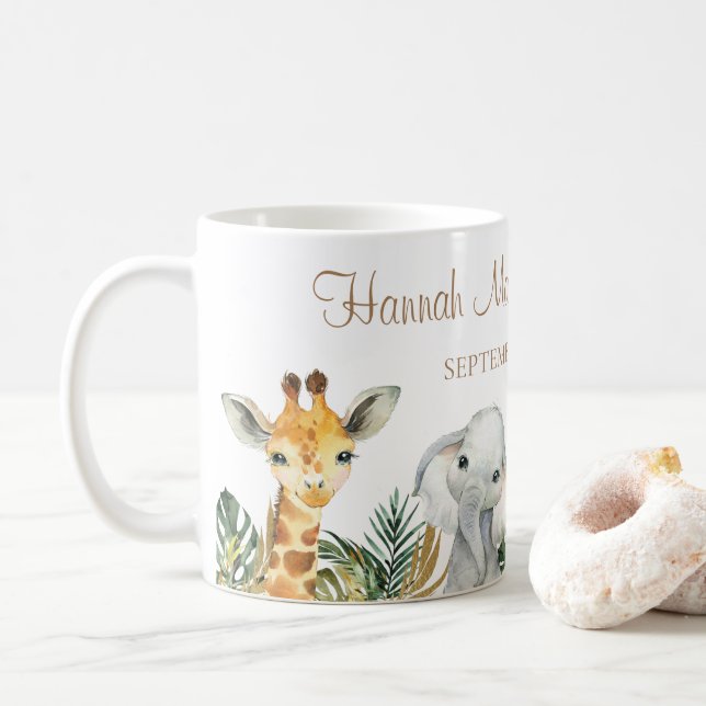 Taza De Café Safari Baby Shower Mug Party Favor (Con donut)