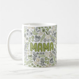 Taza De Café Sage Green Boho Mama Floral Pattern 