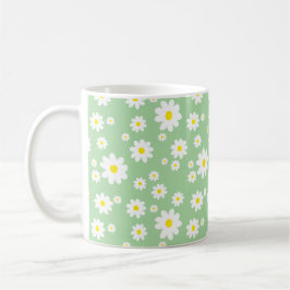 Taza De Café Sage Green Daisy Pattern Spring Coffee Mug