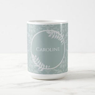 Taza De Café Sage Green Elegant Damask Personalizado Café Mug
