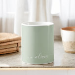 Taza De Café Sage Green Minimalista Moderno Monograma elegante<br><div class="desc">Presentamos nuestra elegante colección de monogramas Minimalistas y ecológicos: eleve su estética con serenidad sofisticada y elegancia intemporal. Nuestra colección muestra diseños minimalistas en un ambiente tranquilo y verde, complementado con refinados monogramas adaptados a su estilo personal. Desde papel pulido hasta accesorios versátiles, cada pieza de nuestra colección está meticulosamente...</div>
