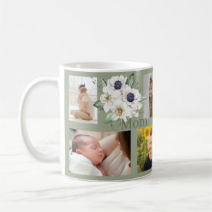 Taza De Café Sage Green Mom Collage de fotos Coffee Mug