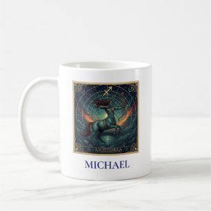 Taza De Café Sagitario Azul Zodíaco Celeste
