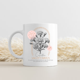 Taza De Café Sagitario Zodíaco Floral Clavel Astrología