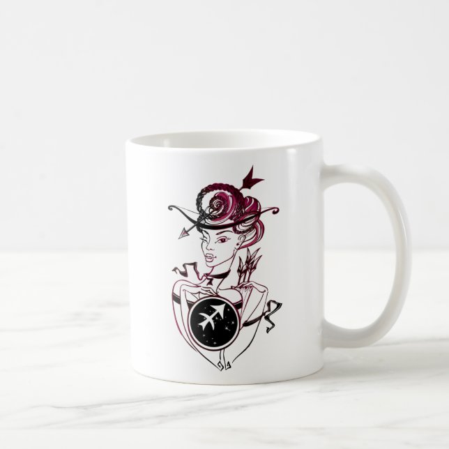 Taza De Café Sagittarius Art Deco Lady (Derecha)