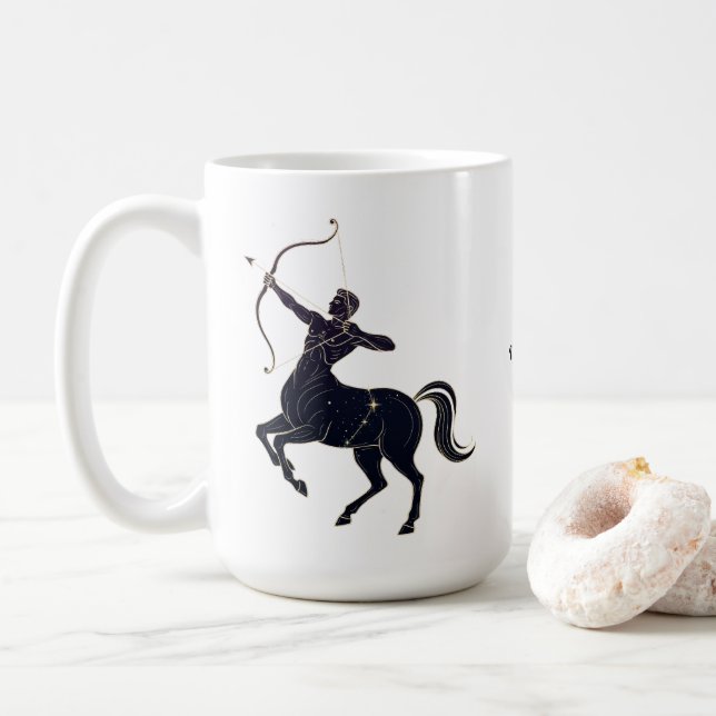 Taza De Café Sagittarius Constellation Line Art – Cosmic Zodiac (Con donut)