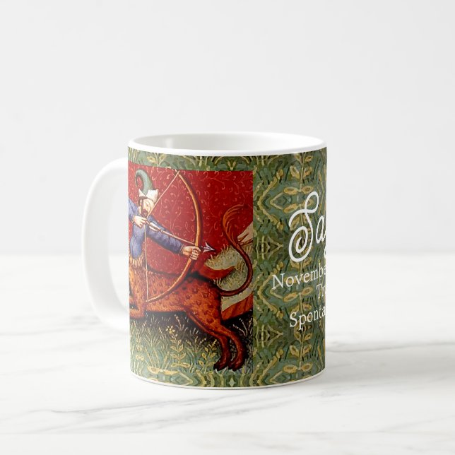 Taza De Café Sagittarius Horoscope Zodiac Arte Medieval (Anverso izquierdo)