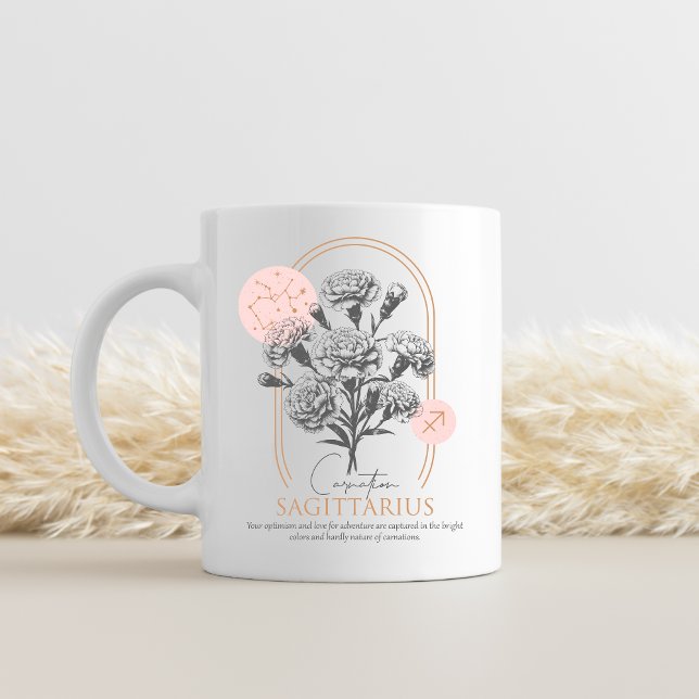 Taza De Café Sagittarius zodiac cumpleaños mes de cumpleaños (Carnation birth month flower mug)