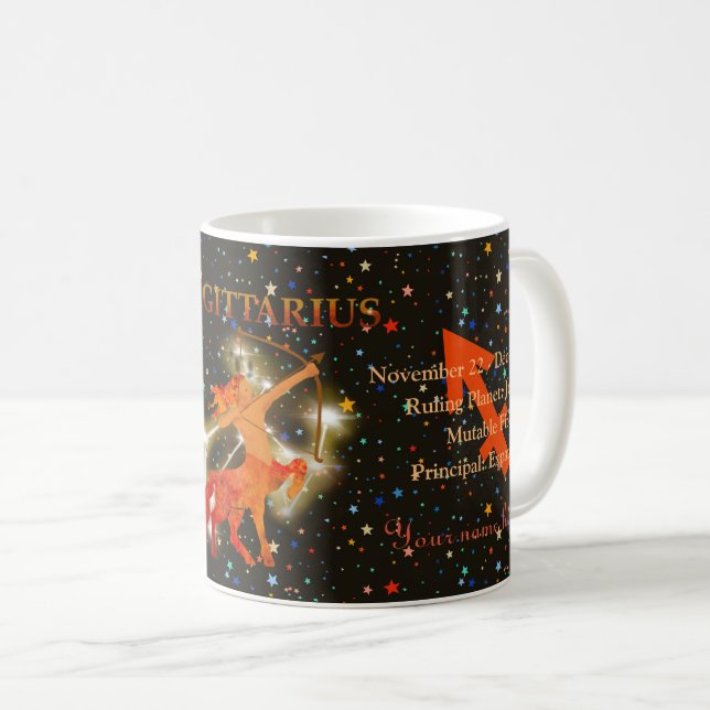 Taza De Café Sagittarius zodiac moderno personalizado (Anverso derecho)