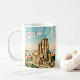 Taza De Café Sagrada Familia Barcelona Viaje Acuarela Personali