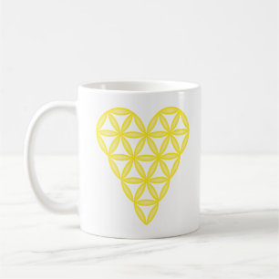 Taza De Café Sagrado Corazón - Corazón de la vida, 3D/Amarillo.