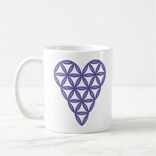 Taza De Café Sagrado Corazón - Corazón de la vida, 3D/Azul.