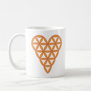 Taza De Café Sagrado Corazón - Corazón de la vida, 3D/Naranja.