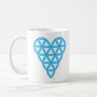 Taza De Café Sagrado Corazón - Corazón de la vida, 3D/SkyBlue.