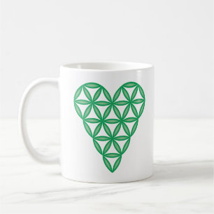 Taza De Café Sagrado Corazón - Corazón de la vida, 3D/Verde.