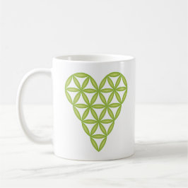 Taza De Café Sagrado Corazón - Corazón de la vida, 3D/Verde 01.