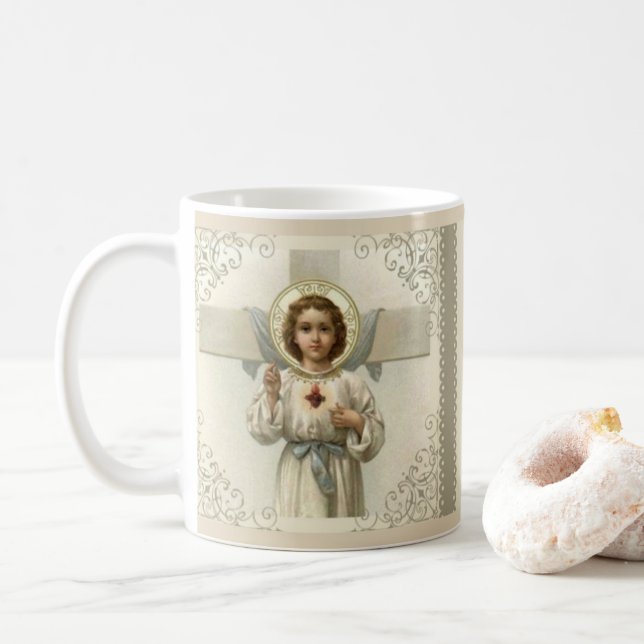 Taza De Café Sagrado Corazón del Niño Jesús con Cruz (Con donut)