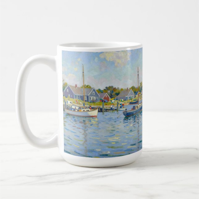 Taza De Café Sailboats Impressionism New England (Izquierda)