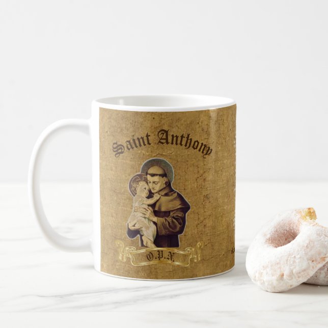 Taza De Café Saint Anthony Mug Ora Pro Nobis (Con donut)