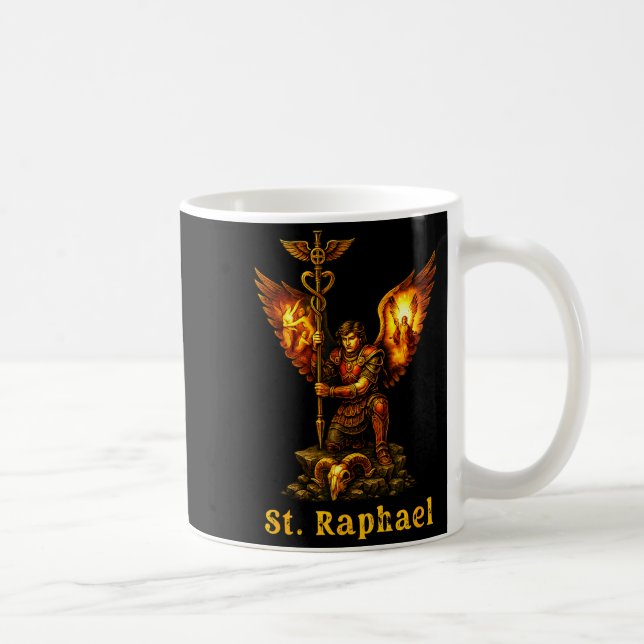 Taza De Café Saint Archangel Raphael Christian Art Faith  (Derecha)