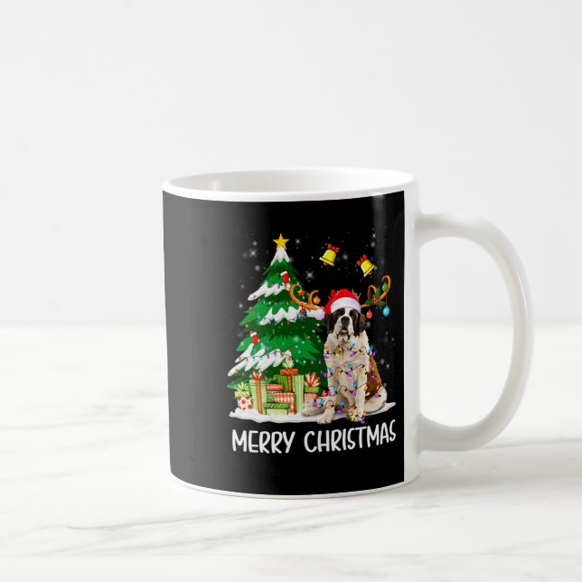 Taza De Café Saint Bernard Christmas Lights Tree Santa Xmas Paj (Derecha)
