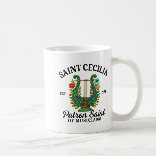 Taza De Café Saint Cecilia Patron Saint Of Musicians Catholic M (Derecha)