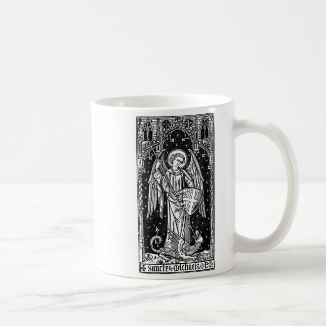 Taza De Café Saint Michael The Archangel Defeating Satan Christ (Derecha)