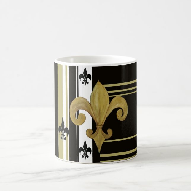 Taza De Café Saints Black and Gold Fleur de lis Mug (Centro)