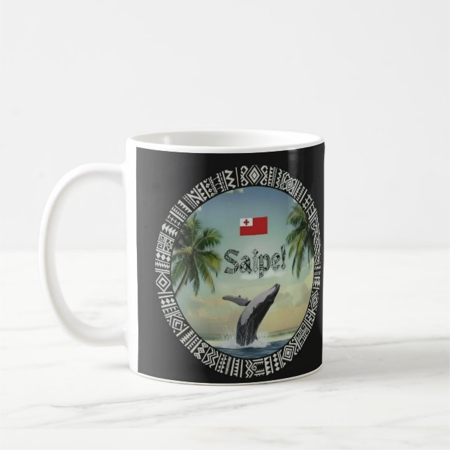 Taza De Café Saipe Tonga Eua whale tropical pacific island (Izquierda)