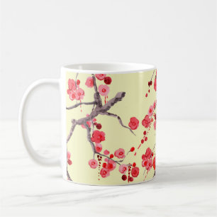 Taza De Café Sakura Blossom Watercolor Patrón sin foco