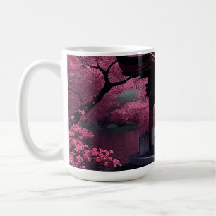 Taza De Café Sakura Cherry Blossom Garden Shrine Pond Japonés