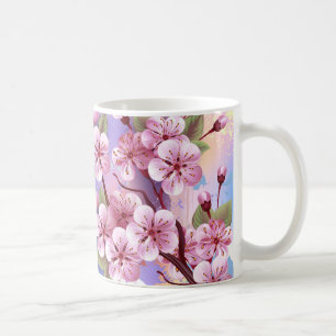 Taza De Café Sakura rosa sobre fondo de pintura