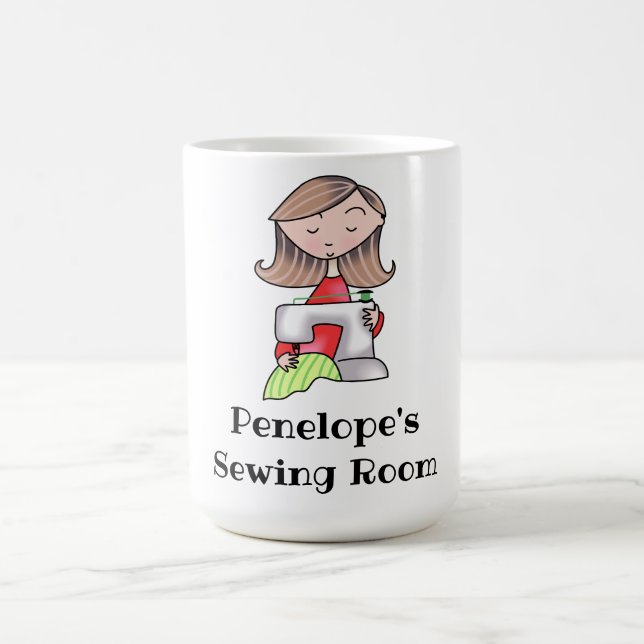 Taza De Café Sala de coser personalizada (Centro)