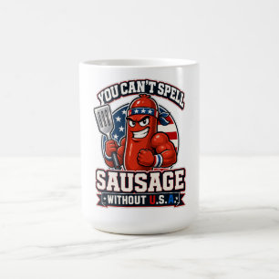 Taza De Café Salchicha Patriótica Divertida Maestra de la Parri