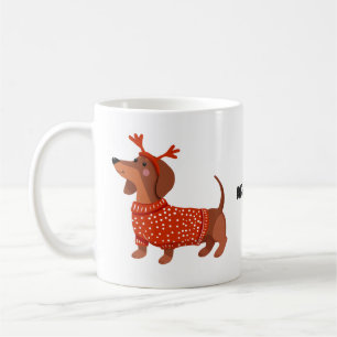Taza De Café Salchicha perro amante café jumper rojo Dachshund 